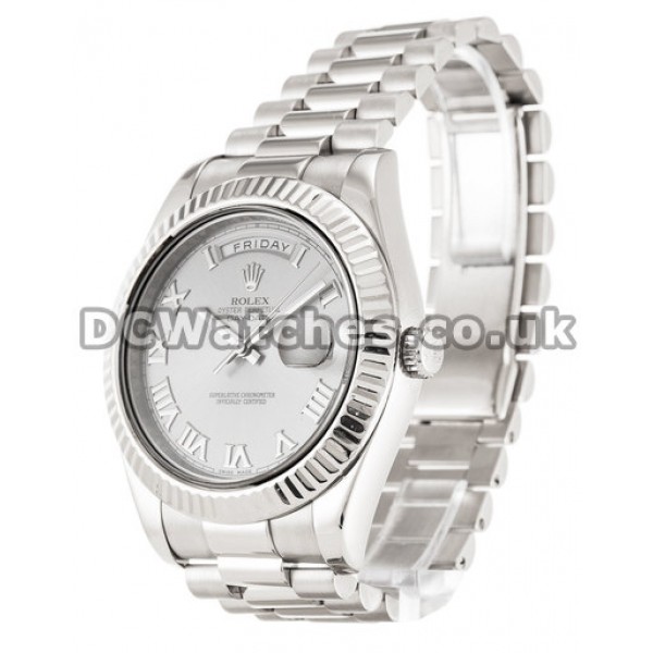 NEW Day-Date II 41 MM White Gold Case Silver Dial Replica Watches