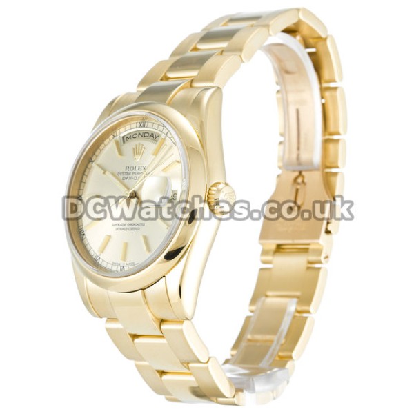 Classic Rolex Day-Date 36 MM Yellow Gold Case Replica Watches for Men