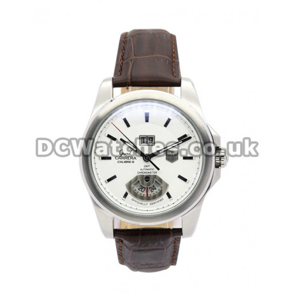 Crocodile Brown Strap Replica Tag Heuer Grand Carrera Fake Watches
