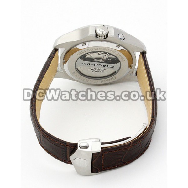 Crocodile Brown Strap Replica Tag Heuer Grand Carrera Fake Watches