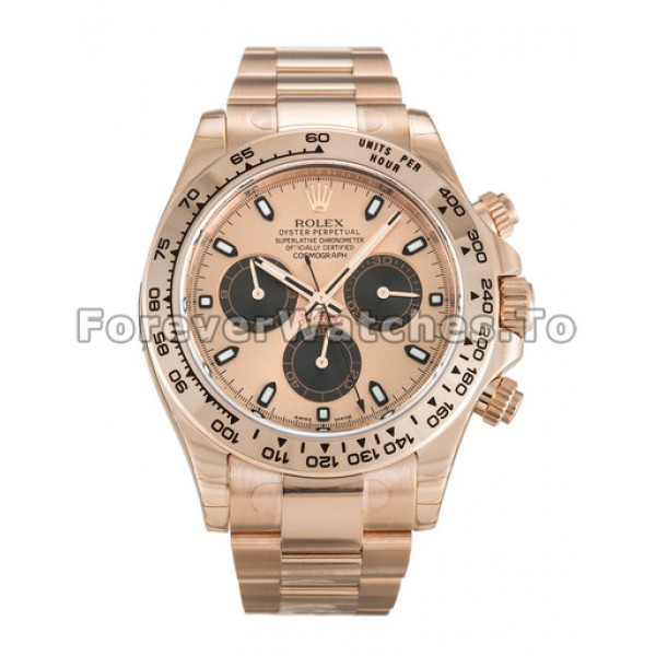 AAA Quality 40 MM Rolex Daytona 116505 Pink Dials Rose Gold Cases Men Replica Watches