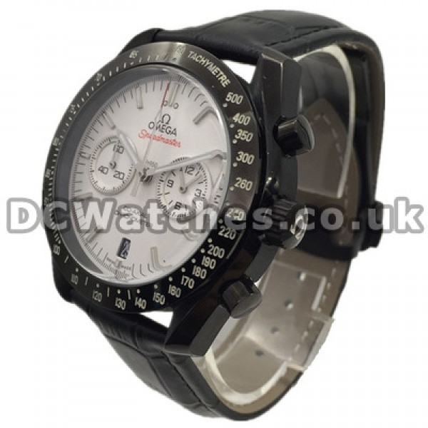 Unique Black Ceramic Cases Omega Speedmaster White Dials Copy Moonwatches For Men