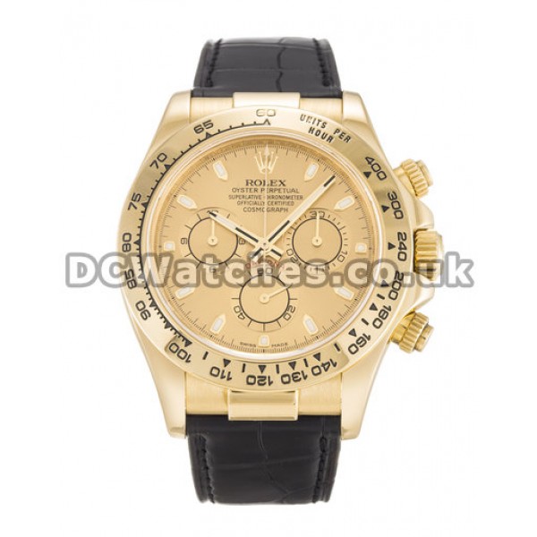 1:1 Wholesale Replica Rolex Daytona 116518 Watches With Yellow Gold Cases For Sale