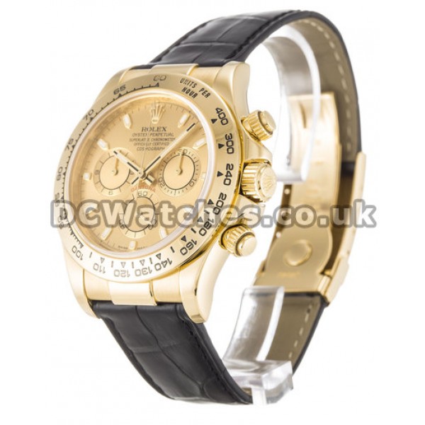1:1 Wholesale Replica Rolex Daytona 116518 Watches With Yellow Gold Cases For Sale