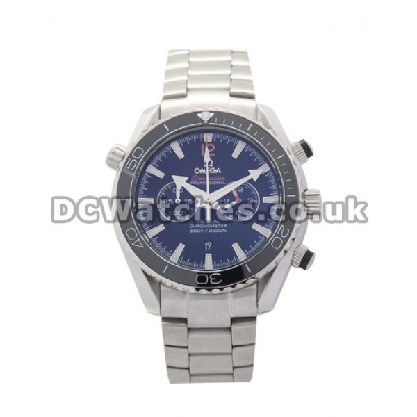 UK Practical Blue Dial Omega Speedmaster Date 38MM Fake Watches Steel Bracelet