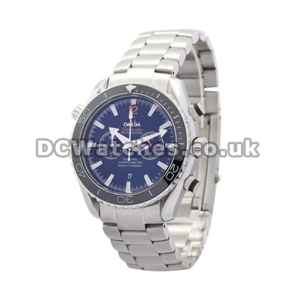 UK Practical Blue Dial Omega Speedmaster Date 38MM Fake Watches Steel Bracelet
