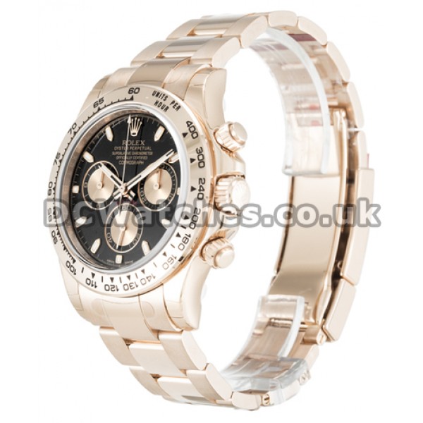 UK 1:1 Wholesale Replica Rolex Daytona Black Baton Dial 40 MM Watches With Rose Gold