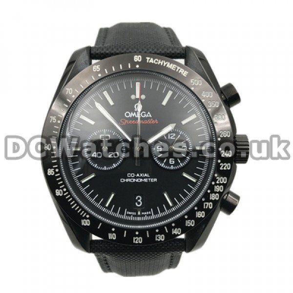 Black Ceramic 44MM Omega Speedmaster Fake Quartz Watches For Men