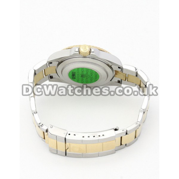 Pretty Steel And Yellow Gold Rolex Submariner Fake Watches Black Dial For Men