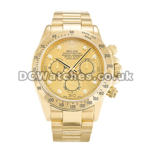 UK Rolex Daytona 116528 Yellow Gold Cases Mens 40 MM Replica Watches