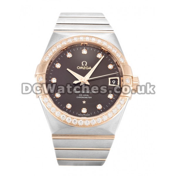 AAA Copy Omega Constellation Brown Diamond Dial Rose Gold & Steel Bracelet Watches