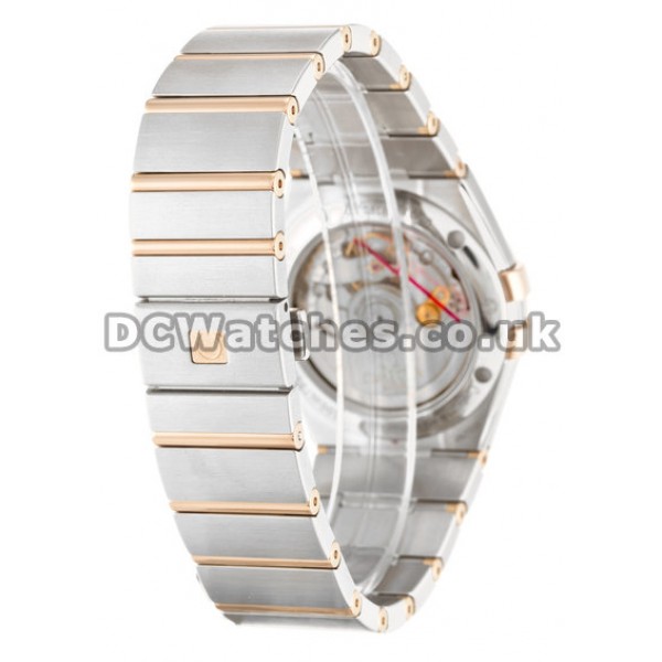 Top Replica Omega Constellation Chronometer 38MM Steel & Rose Gold Case Brown Diamond Dial Watches