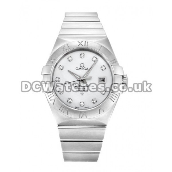 31MM Omega Constellation Copy Steel Case White Mother of Pearl Dial Watches