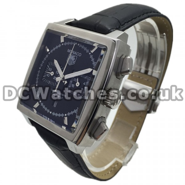 Tag Heuer Monaco Series Leather Strap Copy Watches For UK Sale
