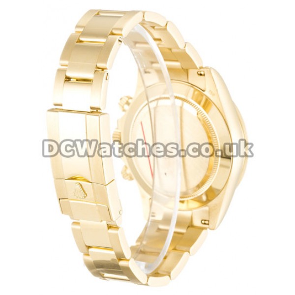 40 MM Yellow Gold Rolex Daytona White Baton Dial Replica Watches