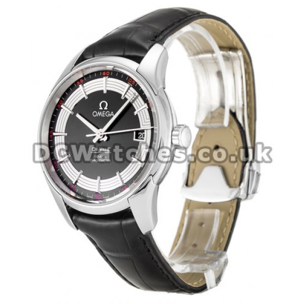 41 MM Omega De Ville Hour Vision 431.33.41.21.01.001 Black Crocodile Bracelet Replica Watches