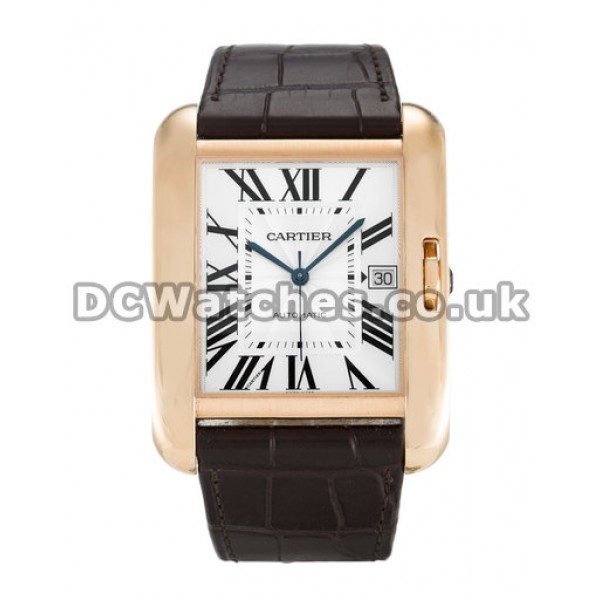 Cartier Tank Leather Strap Cheap Fake Watches For UK Sale