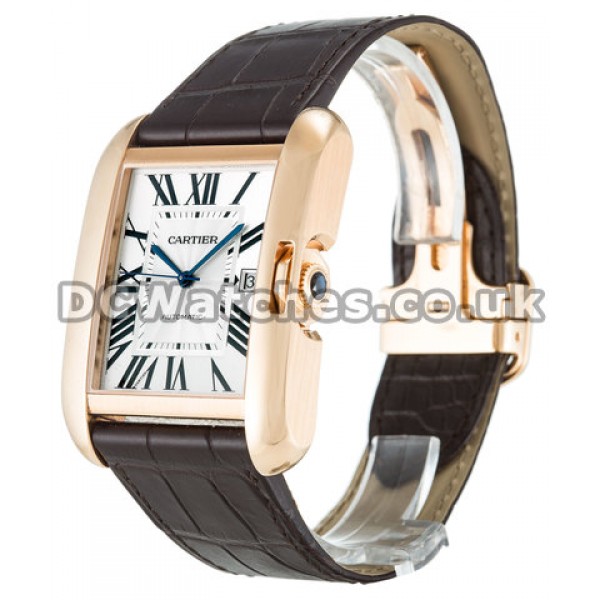 Cartier Tank Leather Strap Cheap Fake Watches For UK Sale