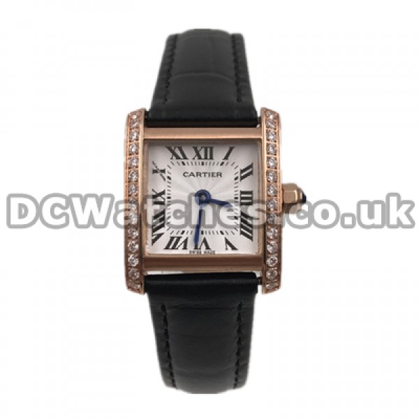 25MM Quartz Female Fake Cartier Tank Francaise Watches With Diamonds