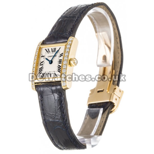 25MM Quartz Female Fake Cartier Tank Francaise Watches With Diamonds