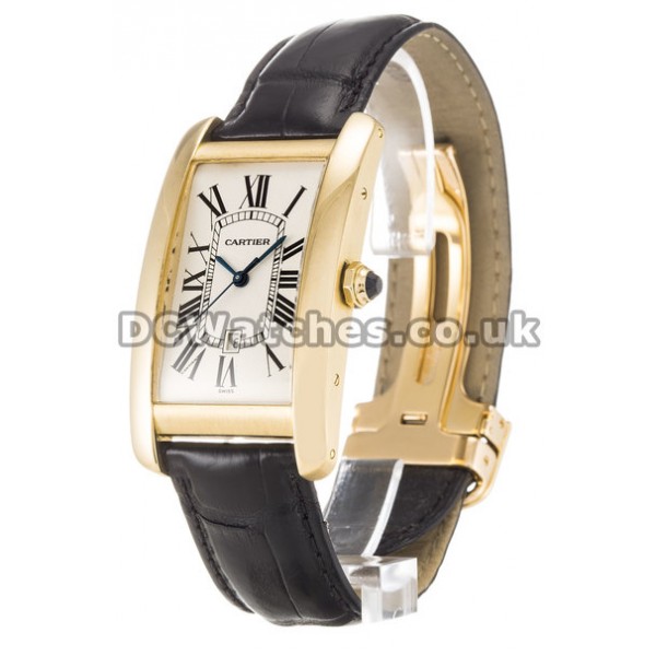 Cartier Tank Americaine Series Leather Strap Watches For UK