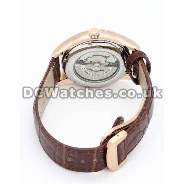 Omega De Ville Hour Vision 41 MM Rose gold Steel Case Brown Bracelet Replica Watches