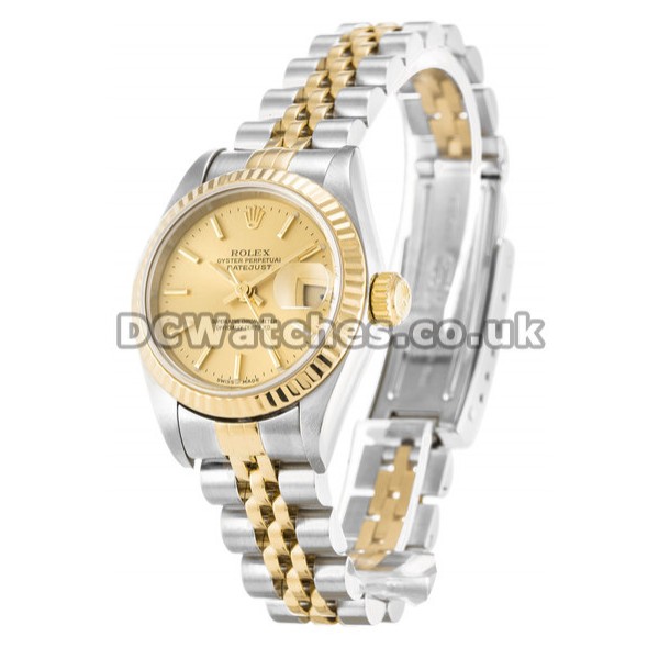 Best Rolex Datejust Champagne Baton Dial 26MM Steel & Yellow Gold Case Replica Watches