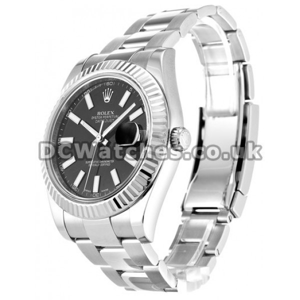 Superior Rolex Datejust II Black Baton Dial 41MM Steel Replica Watches