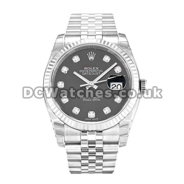 Splendid 36MM Rolex Datejust Steel & White Gold Case Steel Bracelet Fake Watches