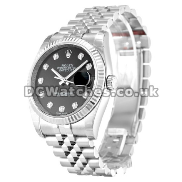 Splendid 36MM Rolex Datejust Steel & White Gold Case Steel Bracelet Fake Watches