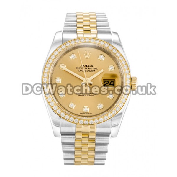 Copy Rolex Datejust 36MM Steel & Yellow Gold Case Diamonds Bezel Watches