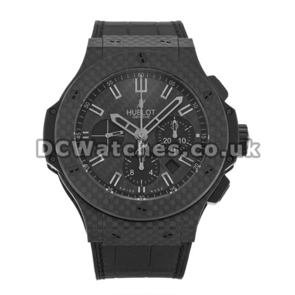 Dark Black Hublot 44mm Mens Quartz Replica Watches UK