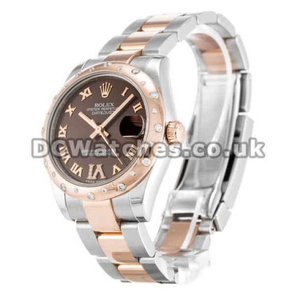 Classic Fake Rolex Datejust Lady Chocolate Roman Numeral Diamond Dial Watches