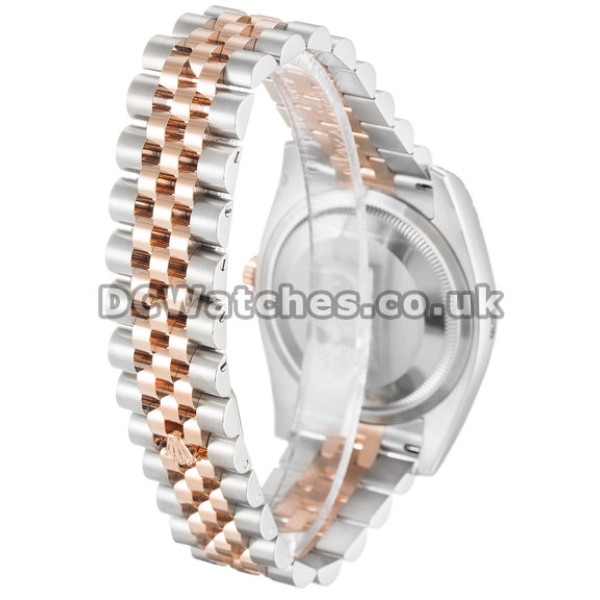 High Quality Copy Rolex Datejust Rose Gold & Steel Jubilee Bracelet Black Baton Dial Watches