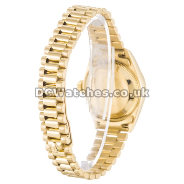 Best 26MM Rolex Datejust Lady Champagne Baton Dial Fake Watches