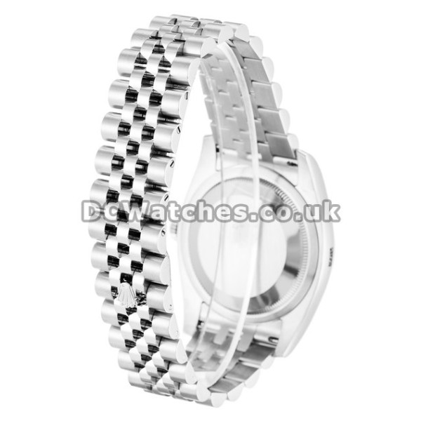 Superior Replica 36MM Rolex Datejust Black Mother of Pearl Dial Diamonds Indexes Watches