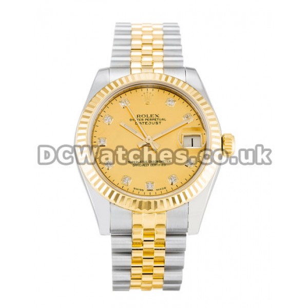 Sale Replica 31MM Rolex Datejust Champagne Goldust Diamond Dial Watches