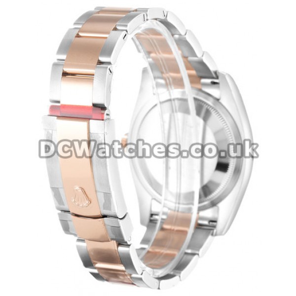 Elegant Rolex Datejust Rose Gold & Steel Bracelet Black Baton Dial Fake Watches