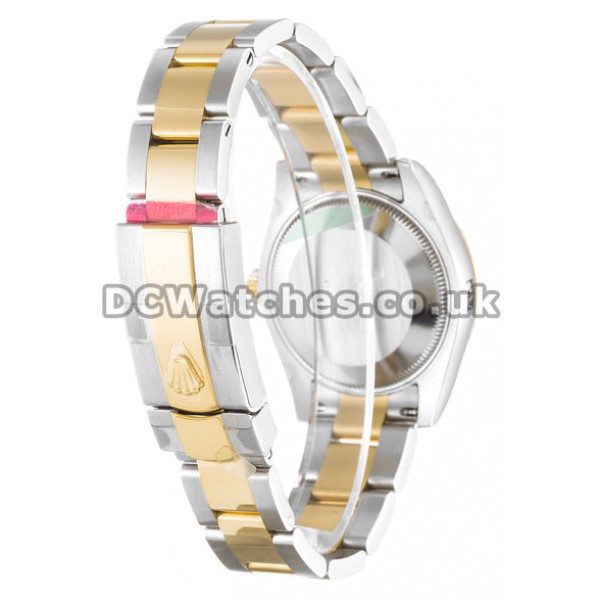 Superior Rolex Datejust Black Baton Dial Steel & Yellow Gold Case Fake Watches
