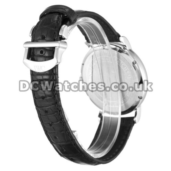 39 MM IWC Portofino Automatic Black Dial Crocodile Bracelet Replica Watches