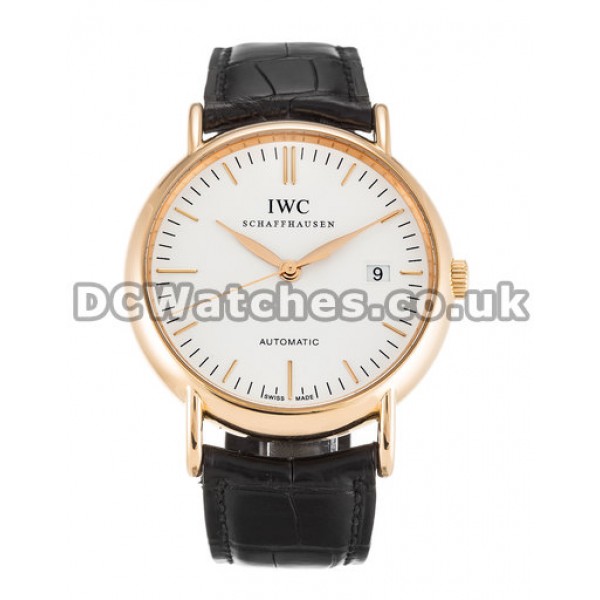 IWC Portofino Automatic 39 MM Rose Gold Case Black Crocodile Bracelet Replica Watches