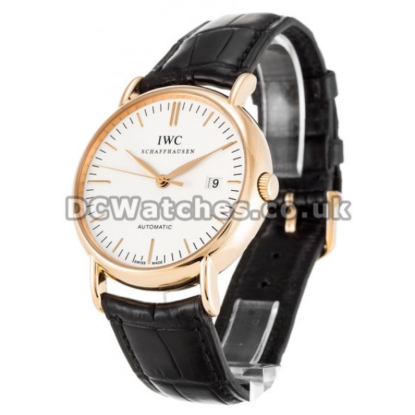 IWC Portofino Automatic 39 MM Rose Gold Case Black Crocodile Bracelet Replica Watches