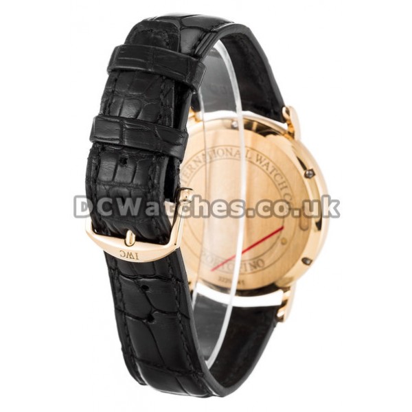IWC Portofino Automatic 39 MM Rose Gold Case Black Crocodile Bracelet Replica Watches
