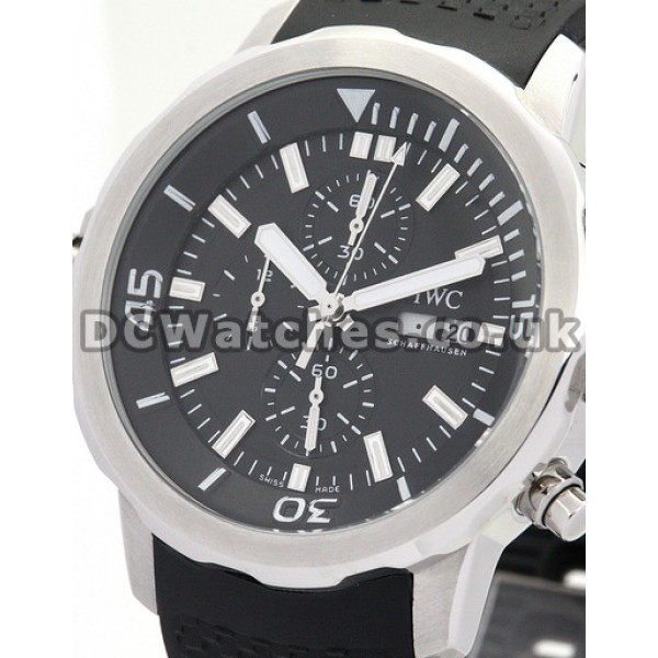 Mens IWC Aquatimer 46 MM Steel Case Rubber Bracelet Replica Watches