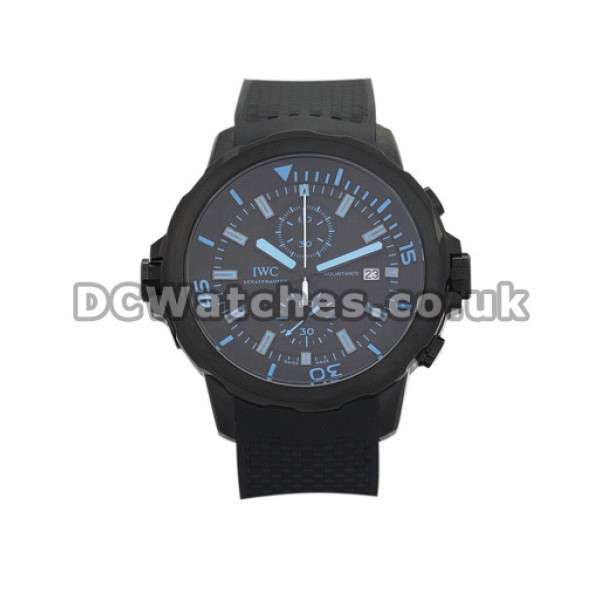 44 MM IWC Aquatimer Steel with PVD Coating Case Blue Hour Markers Replica Watches