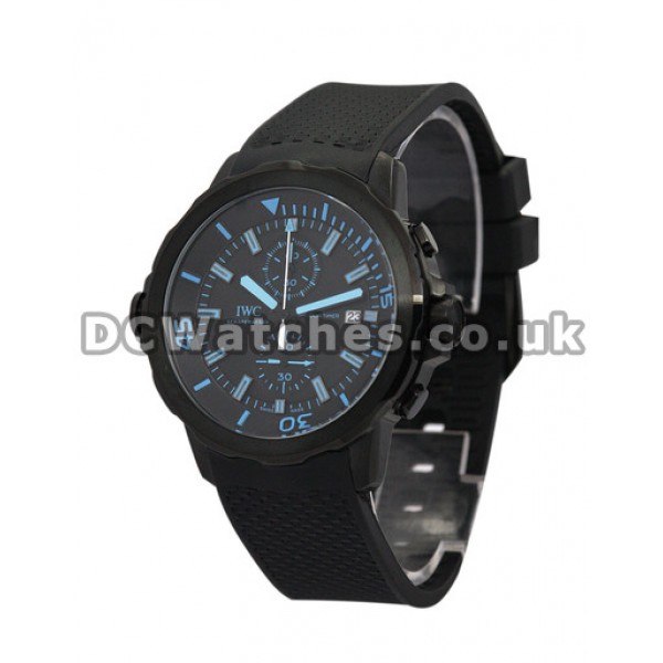 44 MM IWC Aquatimer Steel with PVD Coating Case Blue Hour Markers Replica Watches