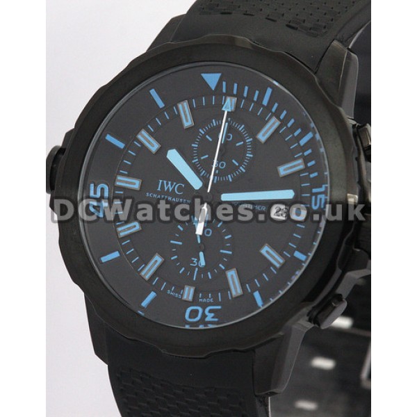 44 MM IWC Aquatimer Steel with PVD Coating Case Blue Hour Markers Replica Watches