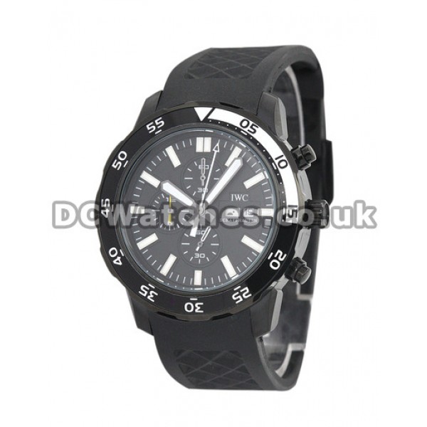Black IWC Aquatimer 44 MM Steel with PVD Coating Case Quartz Replica Watches