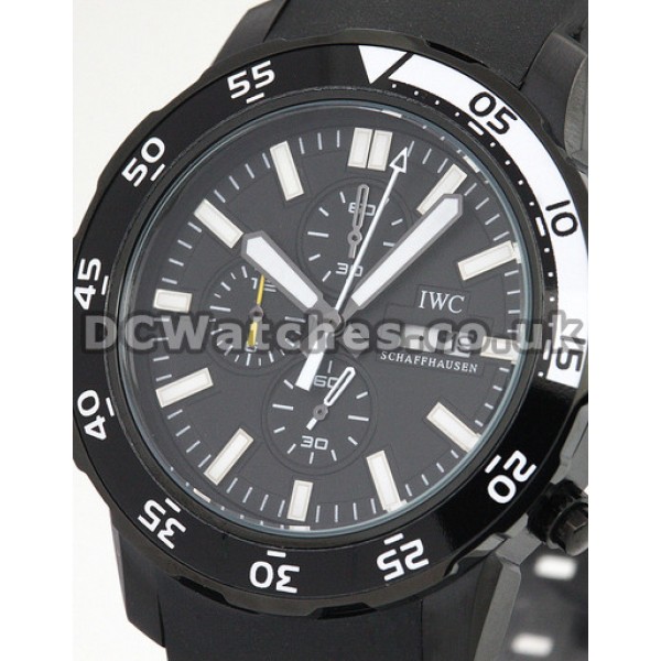 Black IWC Aquatimer 44 MM Steel with PVD Coating Case Quartz Replica Watches