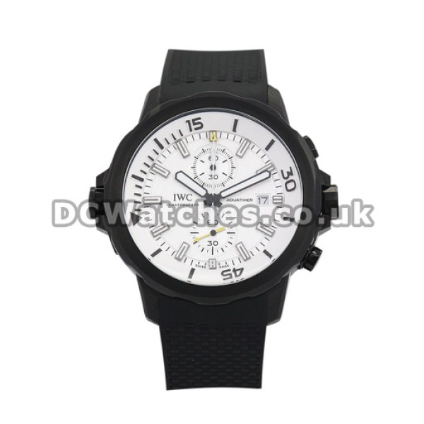 Dark Black IWC Aquatimer Steel with PVD Coating Case Quartz Replica Watches with White dial
